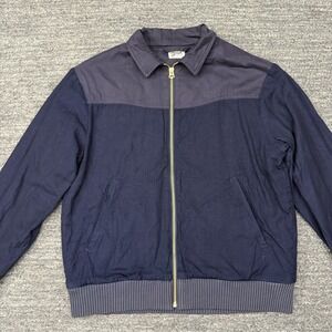 Benzak Jacket Men Small Blue Bomber Western 6 Oz Linen Full Zip Workwear Sporty
